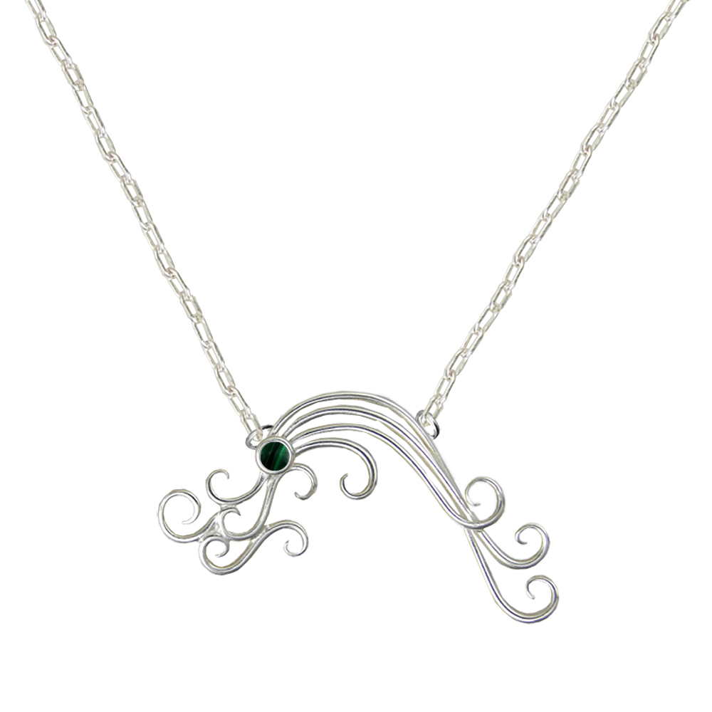 Sterling Silver Gentle Sea Breeze Necklace With Malachite